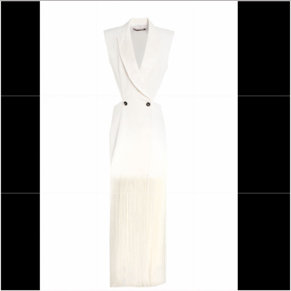 Simona Corsellini White Fringe Dress